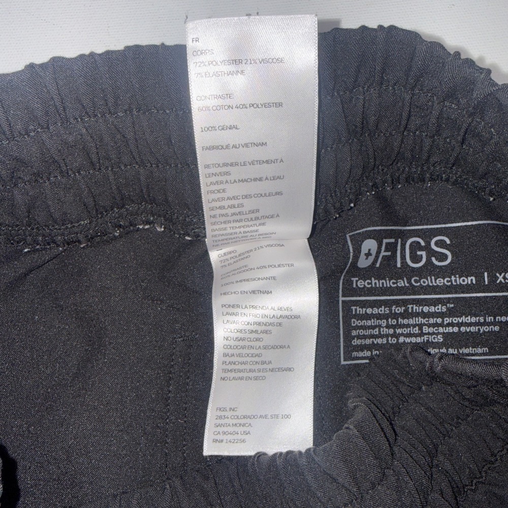 FIGS Black Technical Medical Surgical Jogger Scrub Pants Workwear Nursing Sz XS - Picture 4 of 7